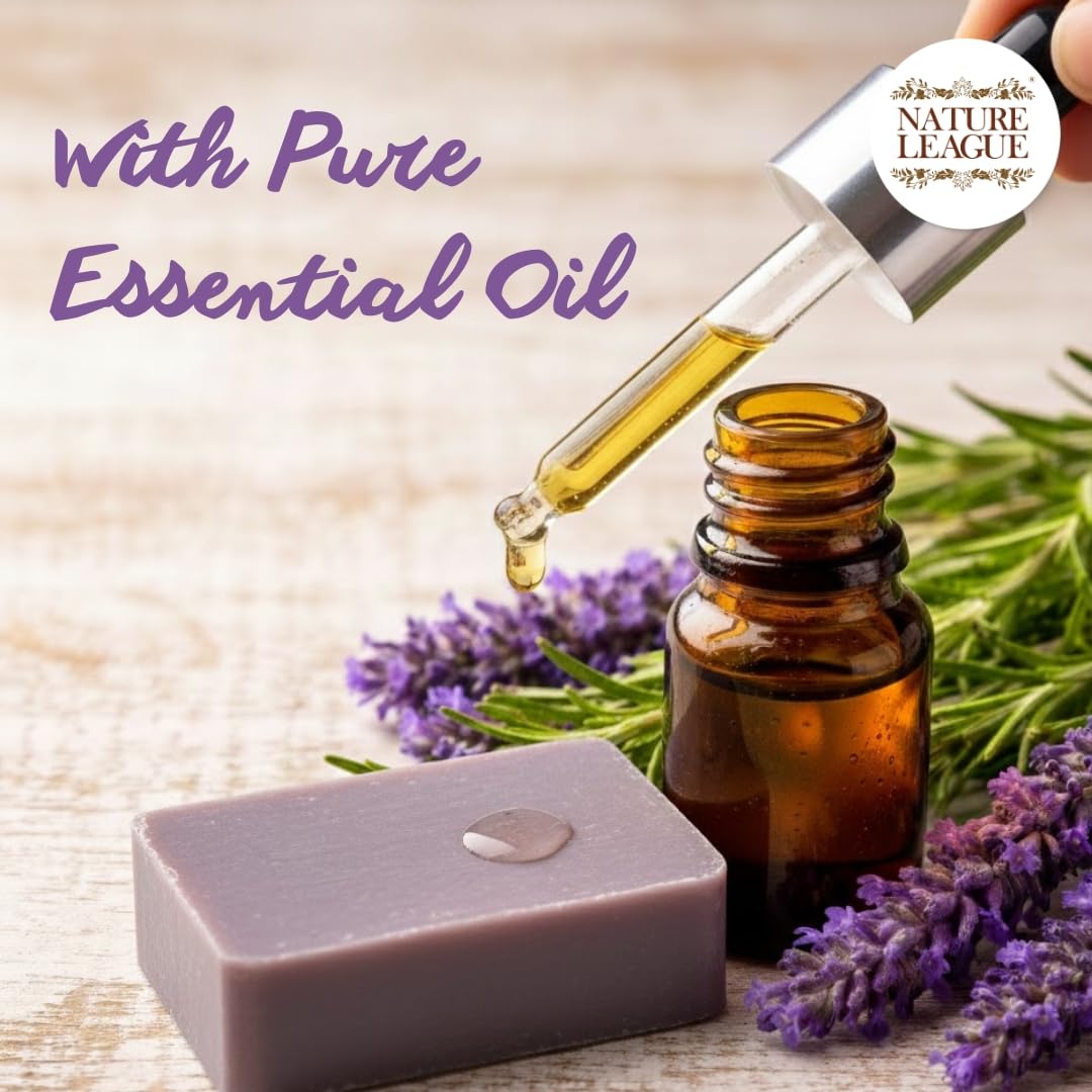 Lavender & Rosemary Natural Handmade Soap with Essential Oils & Vitamin-E, Gentle Cleansing, Skin Nourishing,Relaxing Aroma, For All Skin Types, SLS & Paraben F