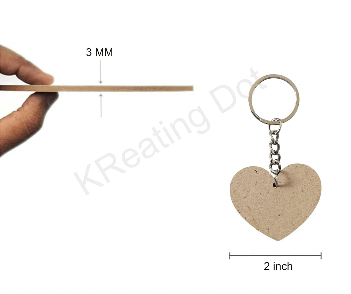 has Set Of 10 Units Each of 2 Inch Heart and Star MDF Blank Boards with Nickel Key Ring Chains – Perfect for DIY Craft Projects, Dot Mandala and Paintings (2 In