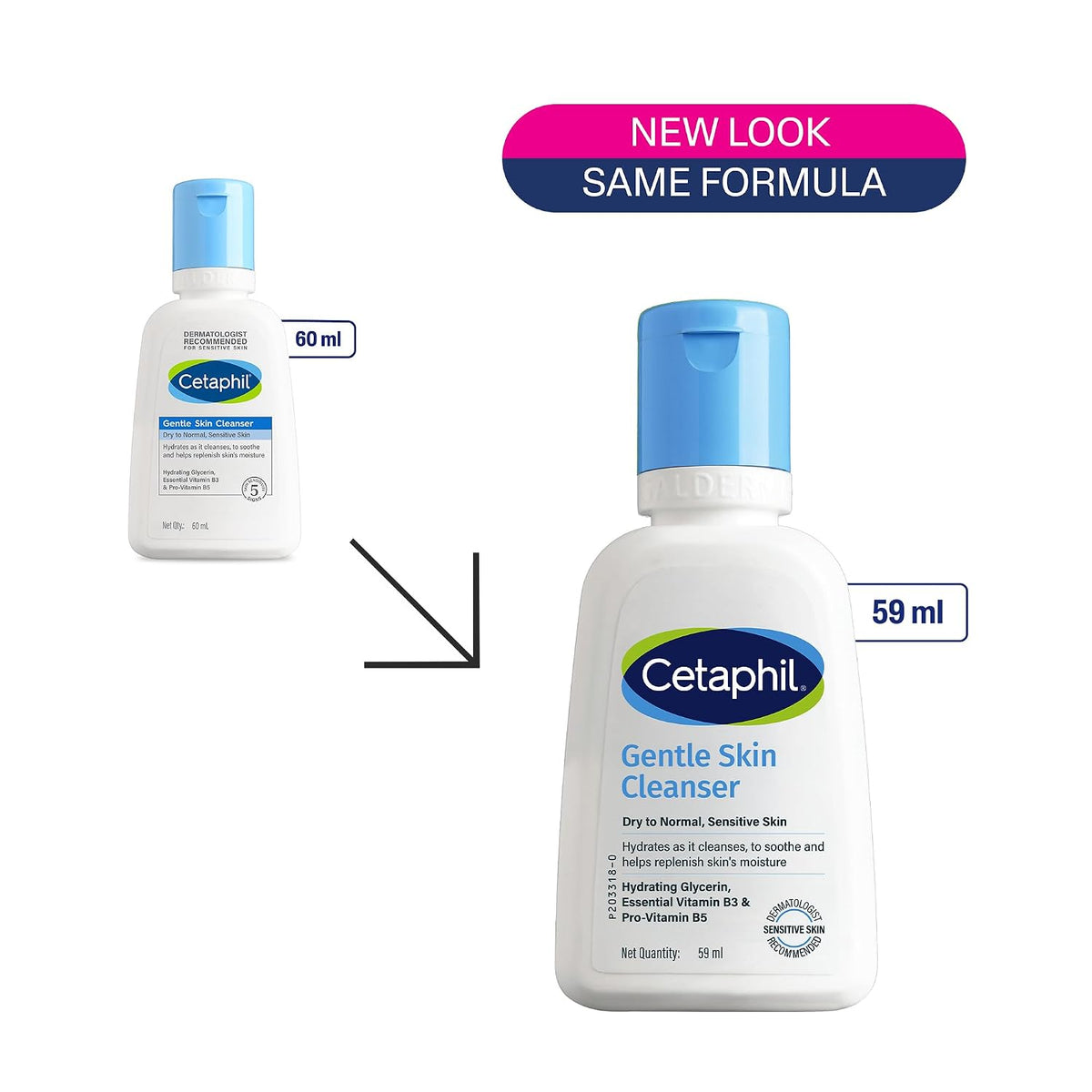 Cetaphil Travel Pack - Gentle Skin Essentials - Gentle Skin Facewash Cleanser 60ml and Moisturizing Lotion 60ml - Cleanser + Moisturizer Travel Essentials