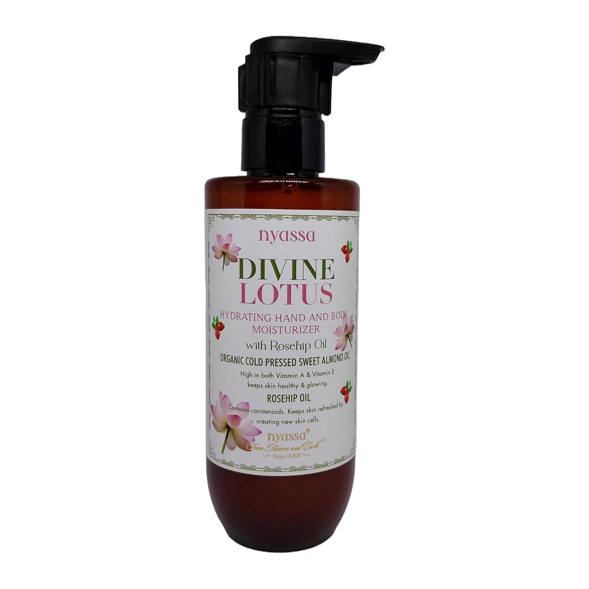 Nyassa Divine Lotus Hydrating Hand and Body Moisturizer with Rosehip Oil & Organic Sweet Almond Oil |For skin healthy & glowing | No Parabens, Sulphates, Vegeta