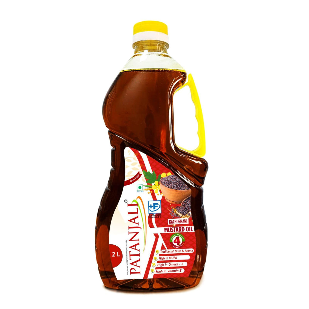 Patanjali Mustard Oil 2L, Pure & Natural, Cold Pressed Kachi Ghani Sarso ka Tel, Ideal for Cooking, Frying, Pickling & Daily Use 2l (Pack of 1)