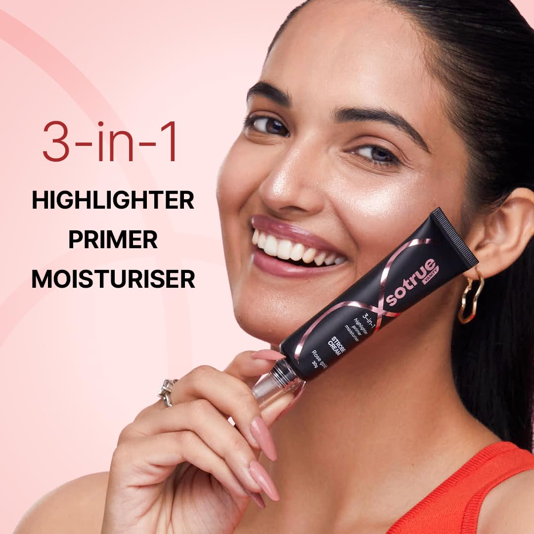 Sotrue Strobe Cream Rose Gold, 30g | Primer, Highlighter & Moisturizer | 3 in 1 Illuminating Makeup Base | Japanese Sakura & Hyaluronic Acid | Dewy Glazed Insta