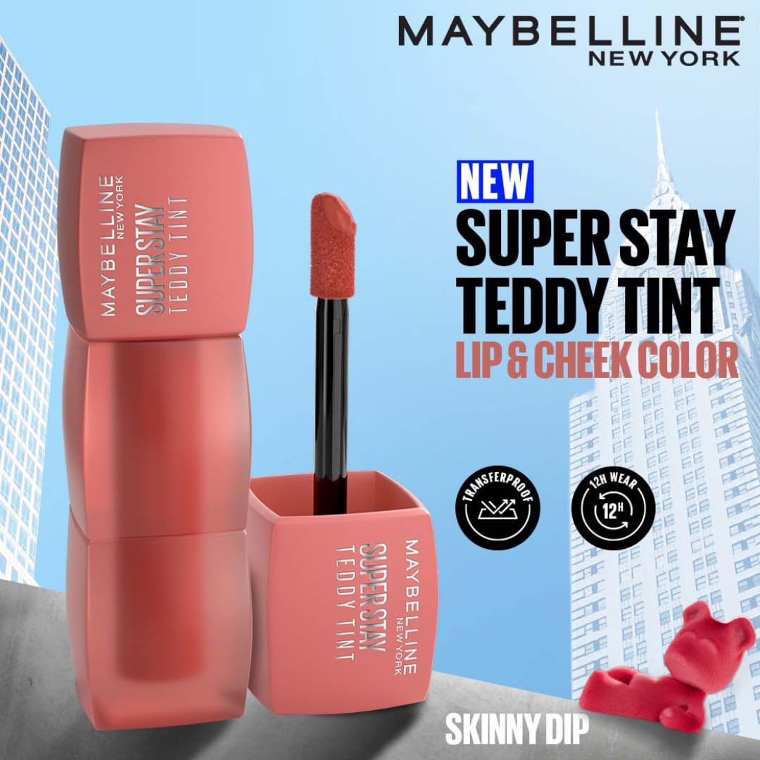 Maybelline New York Superstay Teddy Tint, Lip and Cheek Color, Heart Locket Heart Locket 5 ml (Pack of 1)