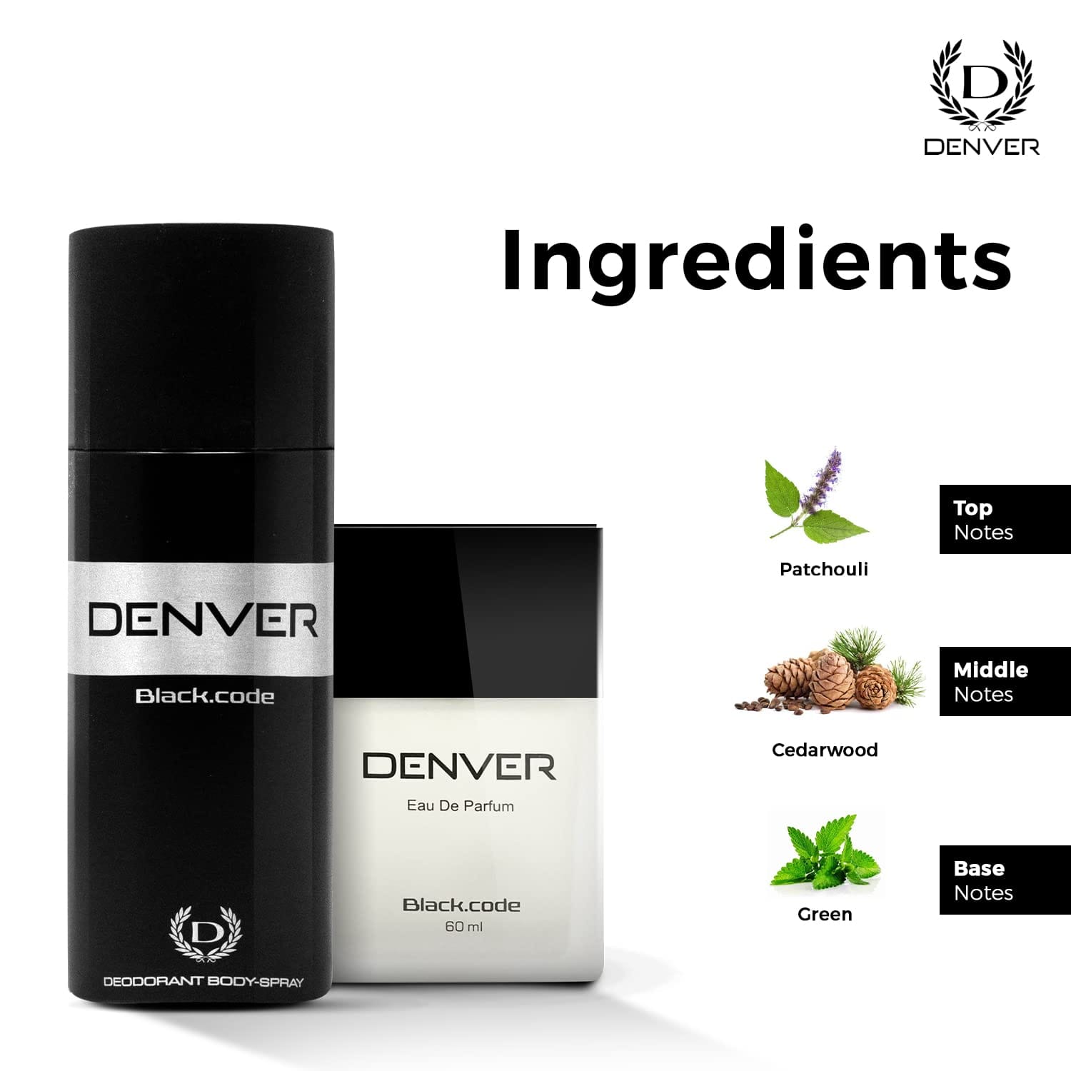 DENVER - Black Code Exclusive Collection Gift Set : Deo (150ML) + Perfume (60ML) - Men