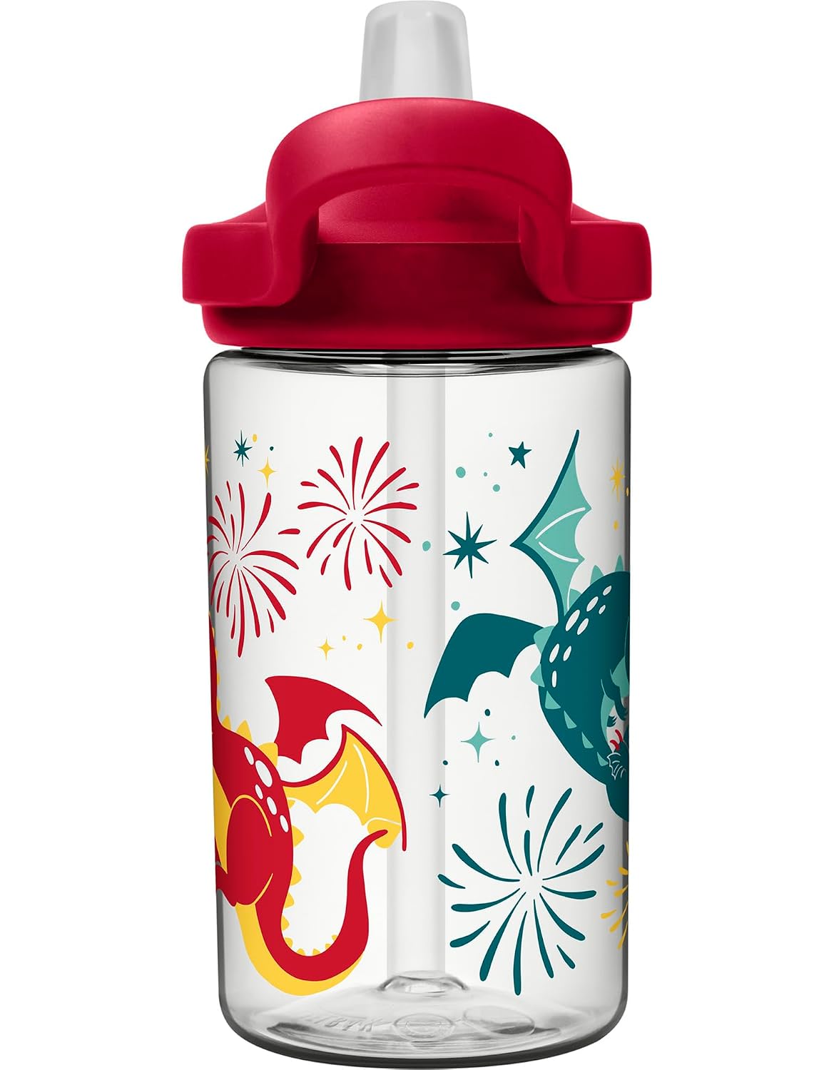 CamelBak Eddy+ Kids Everyday Water Bottle - Strong Drop Proof Design - BPA Free - Leak-proof - Dishwasher Safe - 400ml - Firework Dragon | Water Botte for Boys
