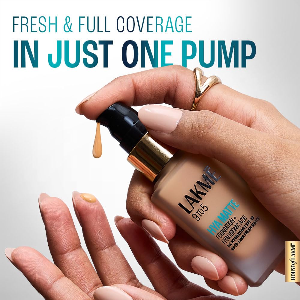 Lakme 9to5 Hya Matte Foundation + Hyaluronic Acid Cool Rose - 25ml