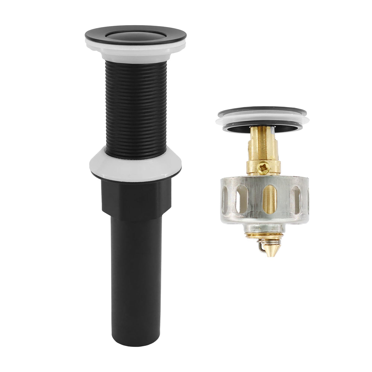 Bathroom Sink Drain,Drain Stopper Bathroom Sink Without Overflow,Pop Up Drain Assembly with Detachable Strainer Basket,Built-in Anti-Clogging, Stainless Steel N