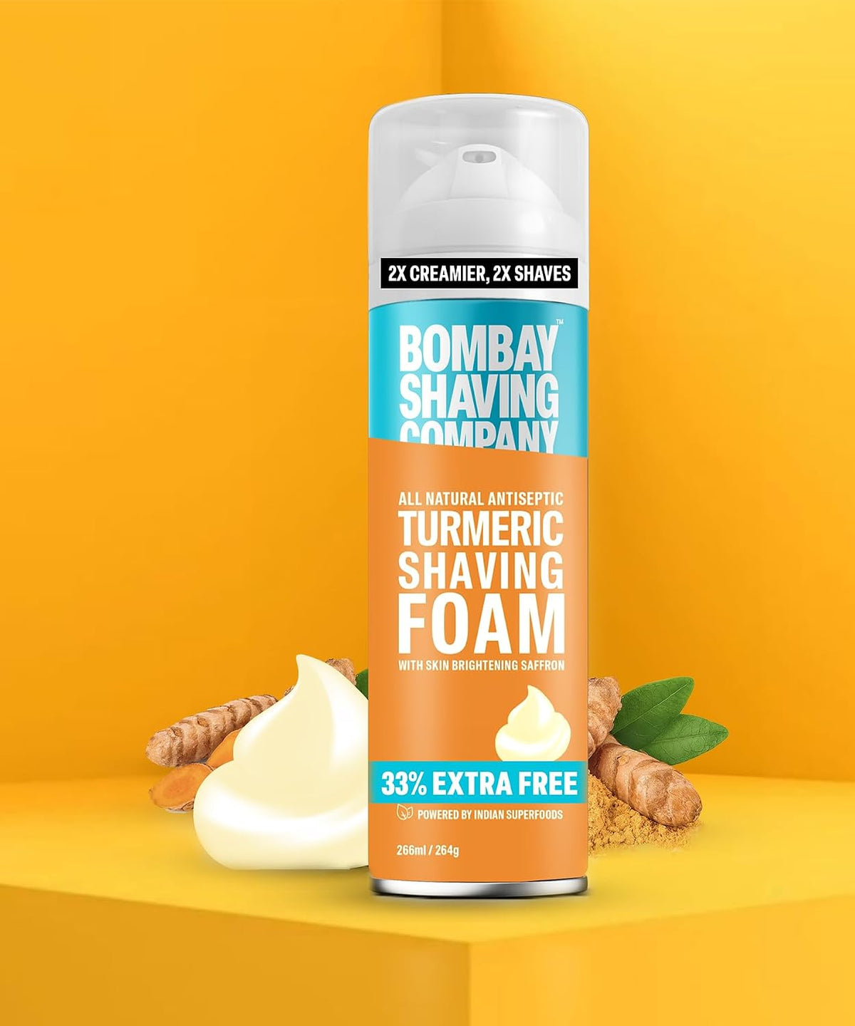 Bombay Shaving Company Turmeric Shaving Foam,266 ml (33% Extra) with Turmeric & Sandalwood Pack Of 1 Turmeric Shaving Foam