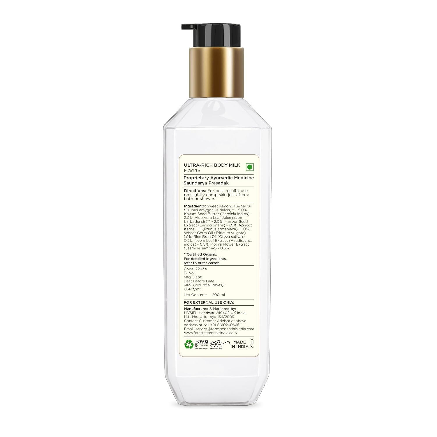 Forest Essentials Ultra-Rich Body Milk Mogra | Ayurvedic Nourishing Body Lotion to Replenish Skin Moisture and Leave it Smooth & Scented