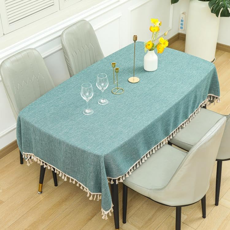 HOMETHREADS 7.25ft Tablecloth for 4 to 6 Seater Large Center Dining Table Durable Eco-Cotton, Washable, and Perfect for Home, Garden, Hotel, and Restaurant | Pa