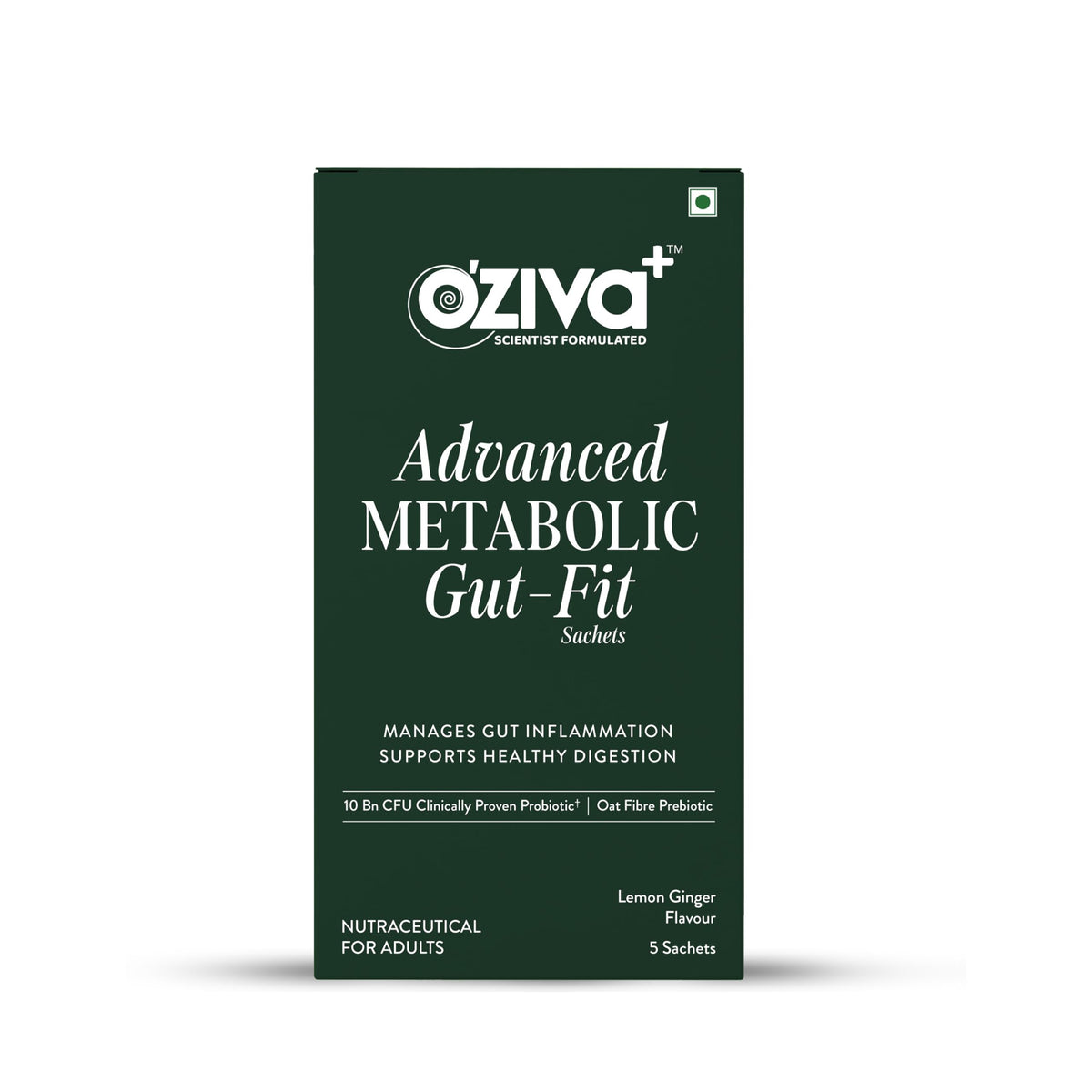 OZiva+ Advanced Metabolic Gut-Fit For Gut & Metabolic Heath | With Cinnamon Polyphenols, B420™ | Probiotic, Oat Fiber Prebiotic | 5 sachets
