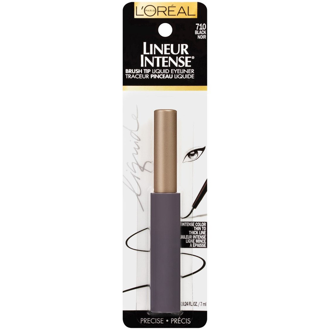 L'OREAL PARIS Lineur Glossy Intense Brush Tip Liquid Eyeliner, Black, 0.24 Ounces