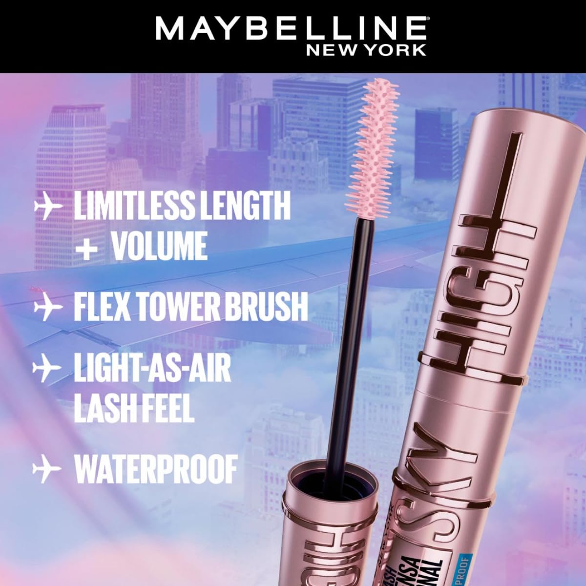 Maybelline New York Lash Sensational Sky High Waterproof Mascara,Very Black