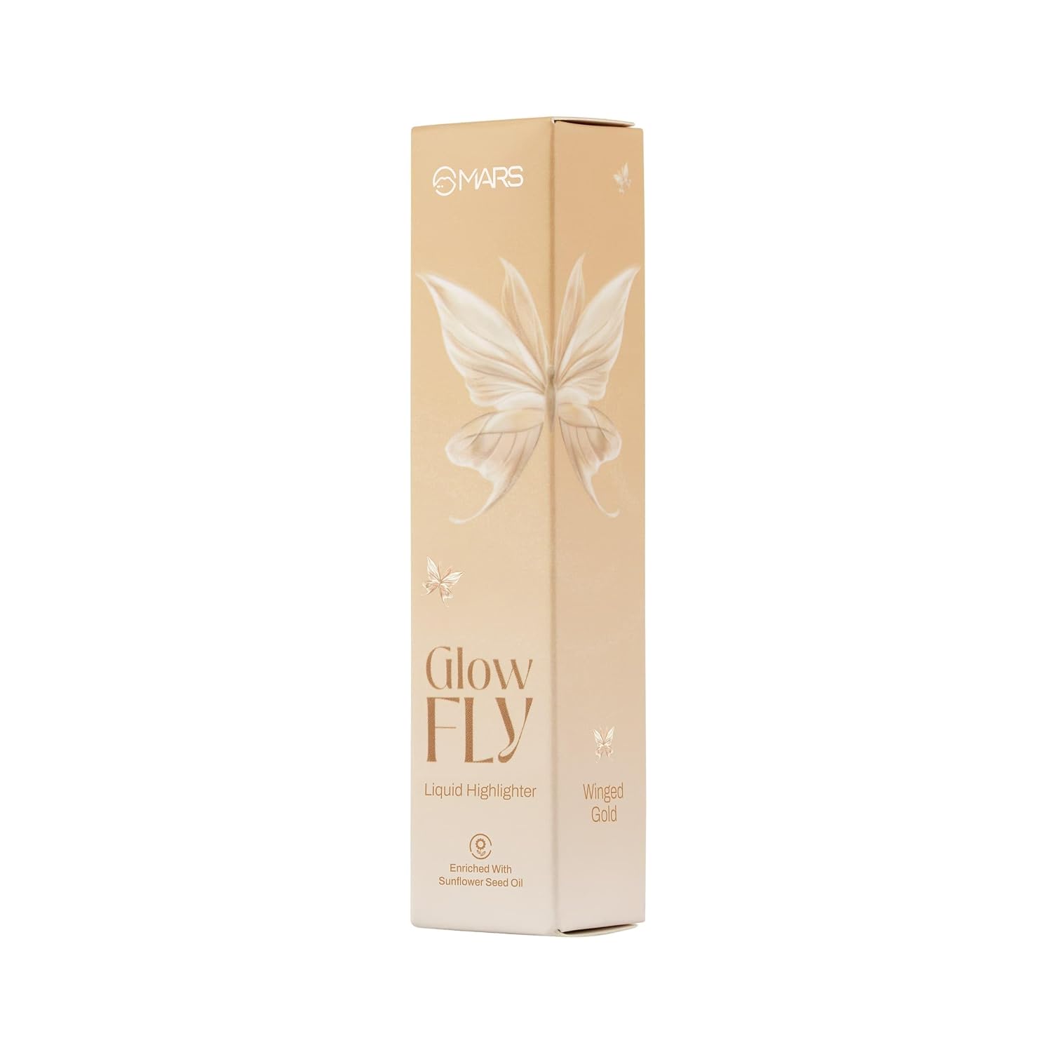 MARS Glow Fly Liquid Highlighter (10 ml) (03-WINGED GOLD) | Enriched With Sunflower Seed Oil | Radiant Glow | No Chunky Particles | Light-Weight & Long-Lasting | Ultra Blendable Formula