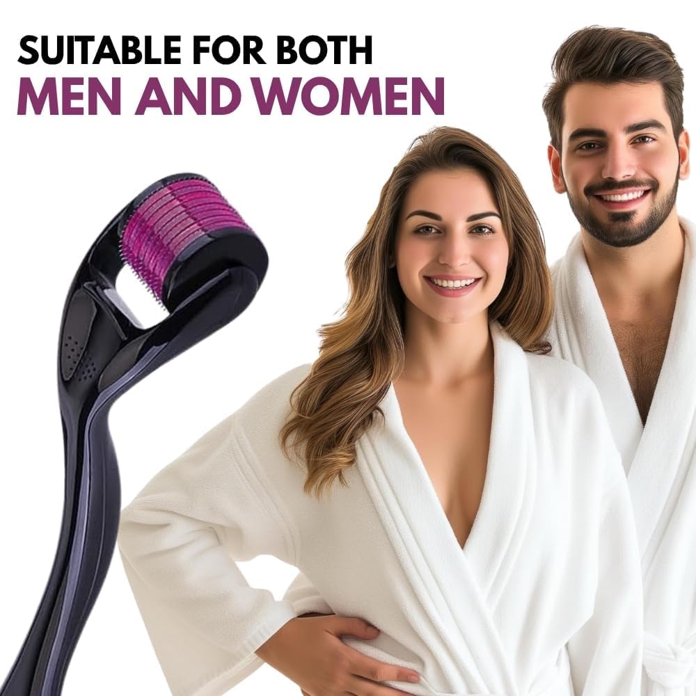 Derma Roller 1.5 mm for Hair & Beard Growth – 540 Titanium Micro Needles for Hair Regrowth, Beard Growth, Acne Scar Reduction & Skin Rejuvenation – Safe for Men