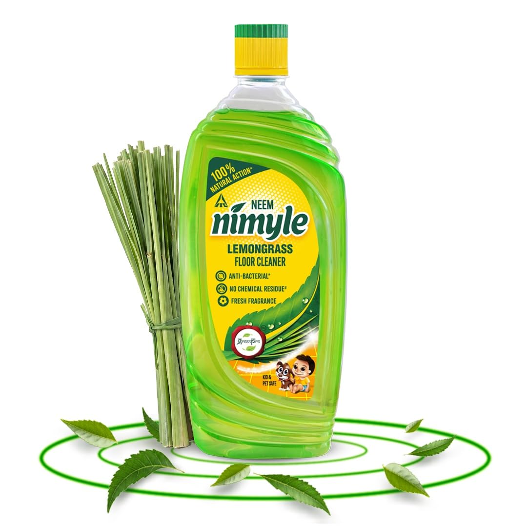 Nimyle Floor Cleaner Lemongrass 890ml|100% Natural Action|Power of Neem|99.9% Anti-Bacterial|Fresh Lemongrass Fragrance|Safe for Kids & Pets|Try Complete Range|