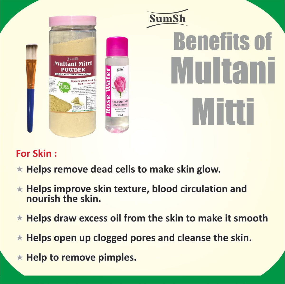 Multani Mitti Powder Face Pack, 500g x 2
