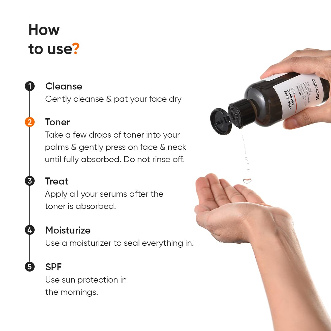 Minimalist Anti Acne PHA 3% Face Toner for Oily Skin | Pore Tightening & Mild Exfoliation For All Skin | Alcohol Free Hydrating Face Toner For Glowing Skin | 150 ml