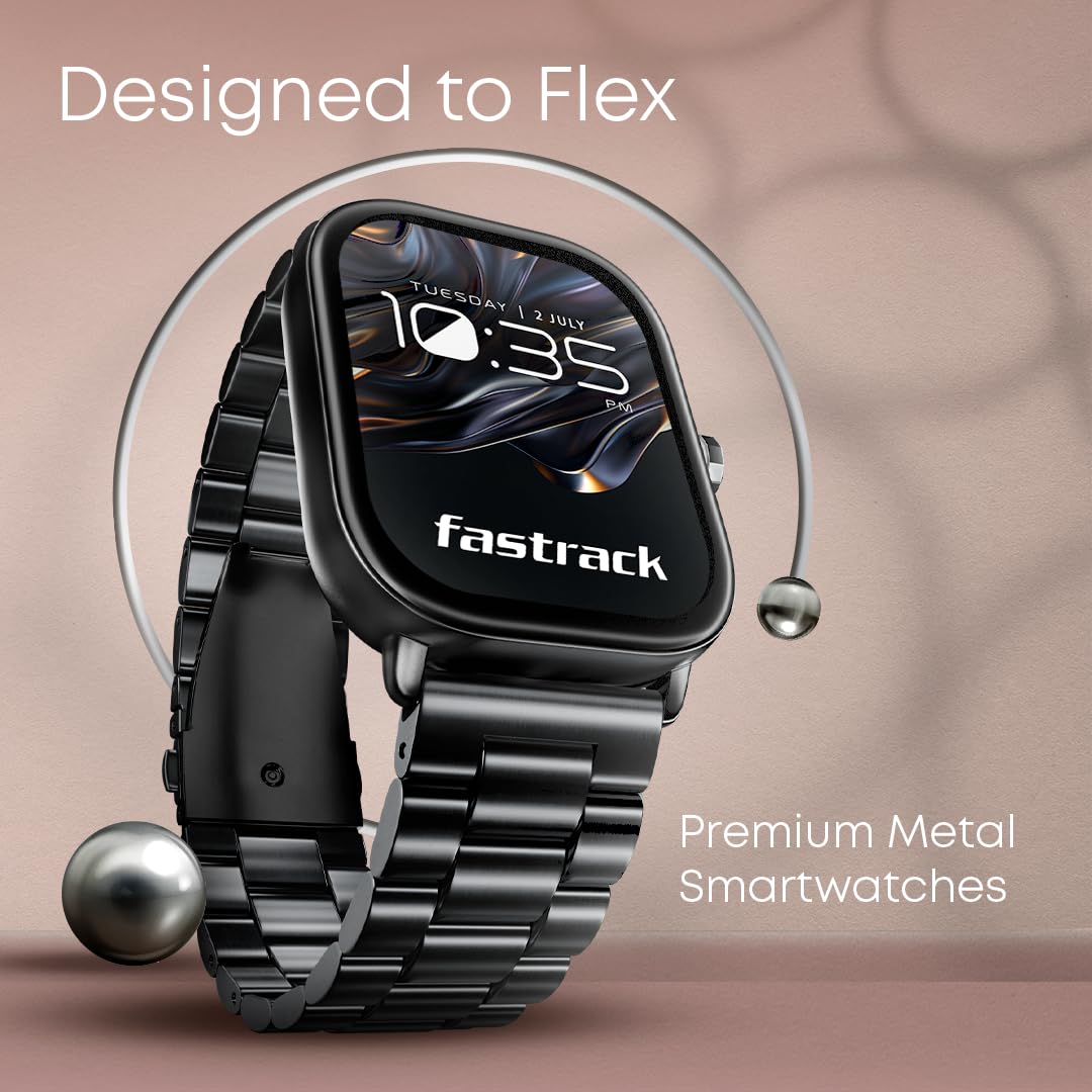 Fastrack Radiant FX2 2.04" AMOLED Smart Watch with BT Calling, Voice Assistant, Functional Crown, Metal Alloy Case, 100+ Sports Modes, SpO2, AOD – Smartwatch fo