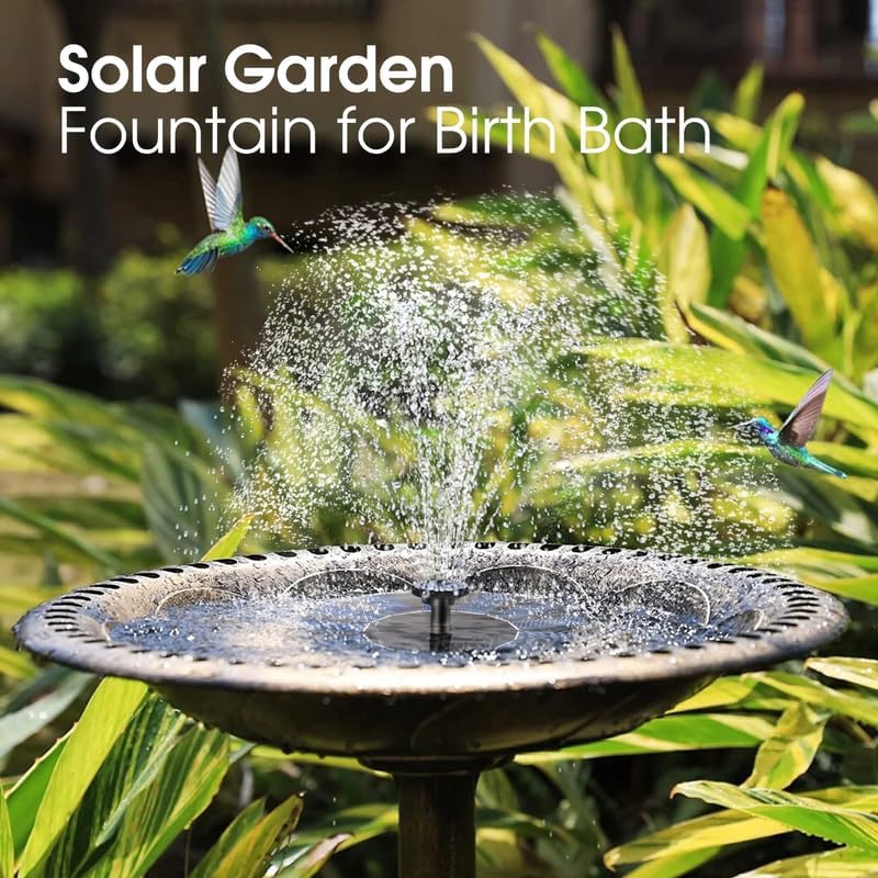 VAJIN Solar Powered Fountain Pump for Bird Bath, Water Fountain Floating Pump Submersible with Battery Back Outdoor Water Feature for Pool, Garden, Pond