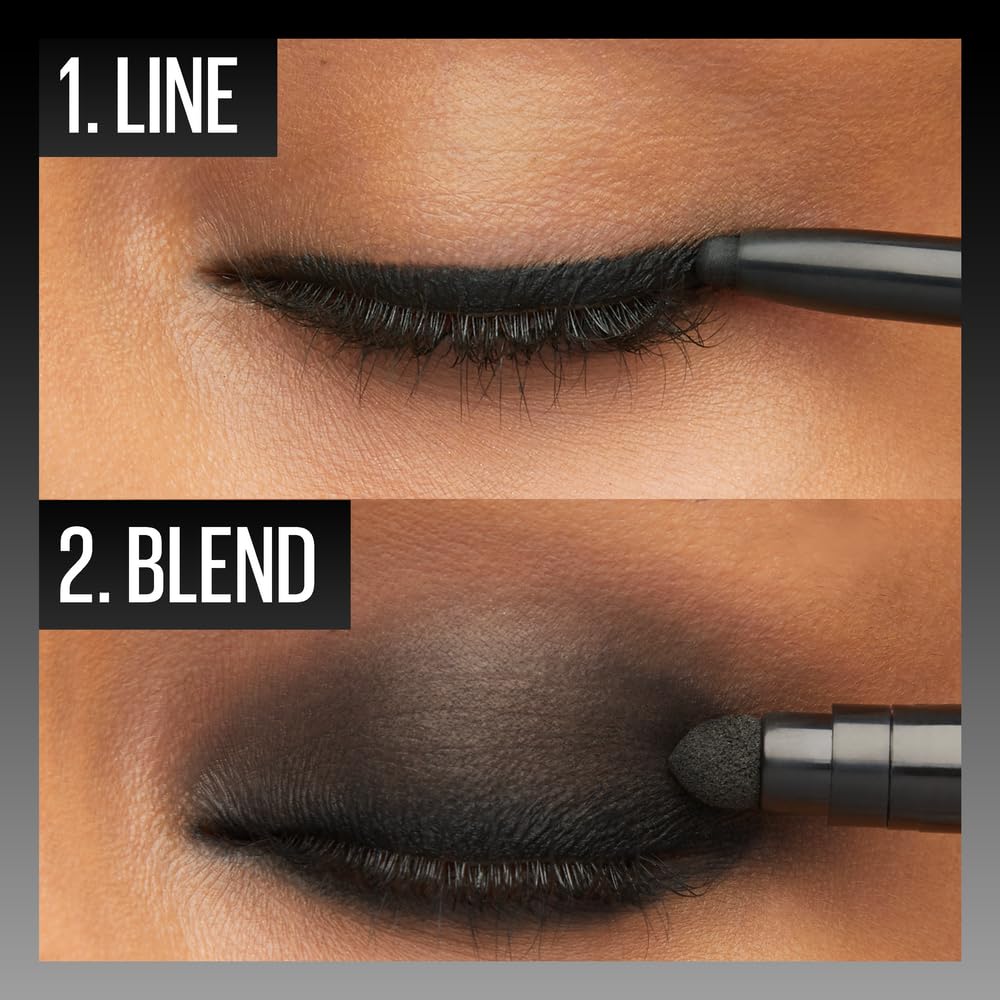 Maybelline Tattoo Studio Automatic Gel Pencil Waterproof Eyeliner, Blendable, Smudge Resistant, Matte Eyeliner For Up To 36HR Wear, Pitch Black (Smokey Black),