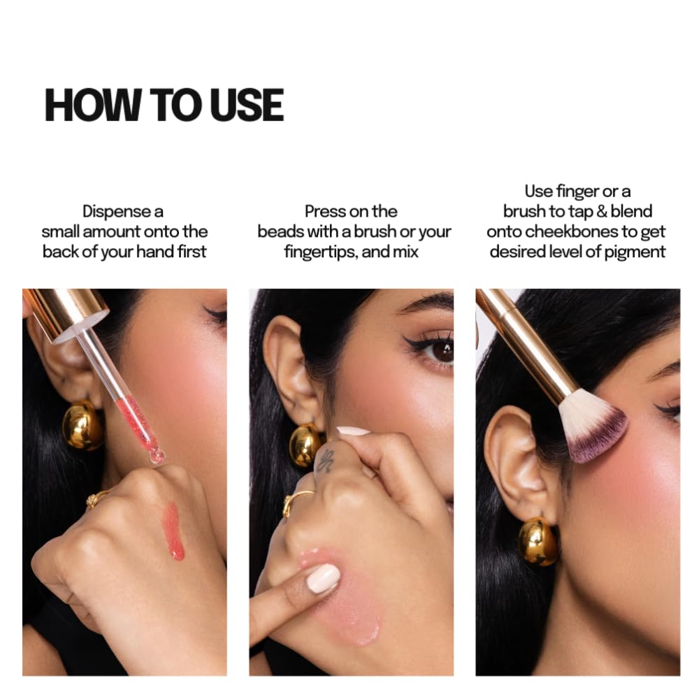 Diam Beauty Hydratint beaded blush in Tempting | Unisex Beauty Blush | Hydrating Formula with Encapsulated Pigment Beads | Long Lasting Liquid Blush | Non Comedogenic - 15ml