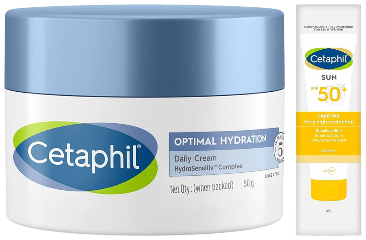 CetaphilCombinationSkinSunSpf50SunscreenVeryHighProtectionLightGelWaterResistantVitaminE50MlPackOf1 Optimal Hydration Daily Cream 50g Lightweight Moisturizer