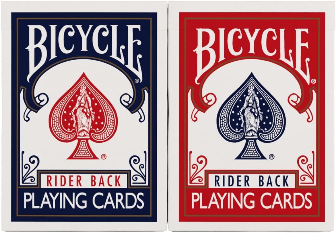 Bicycle Rider Back Playing Cards, Standard Poker Size Deck of Cards, Red & Blue (2 Pack), Classic Cards, Blackjack, Family Game Night & Card Games, Fun for All