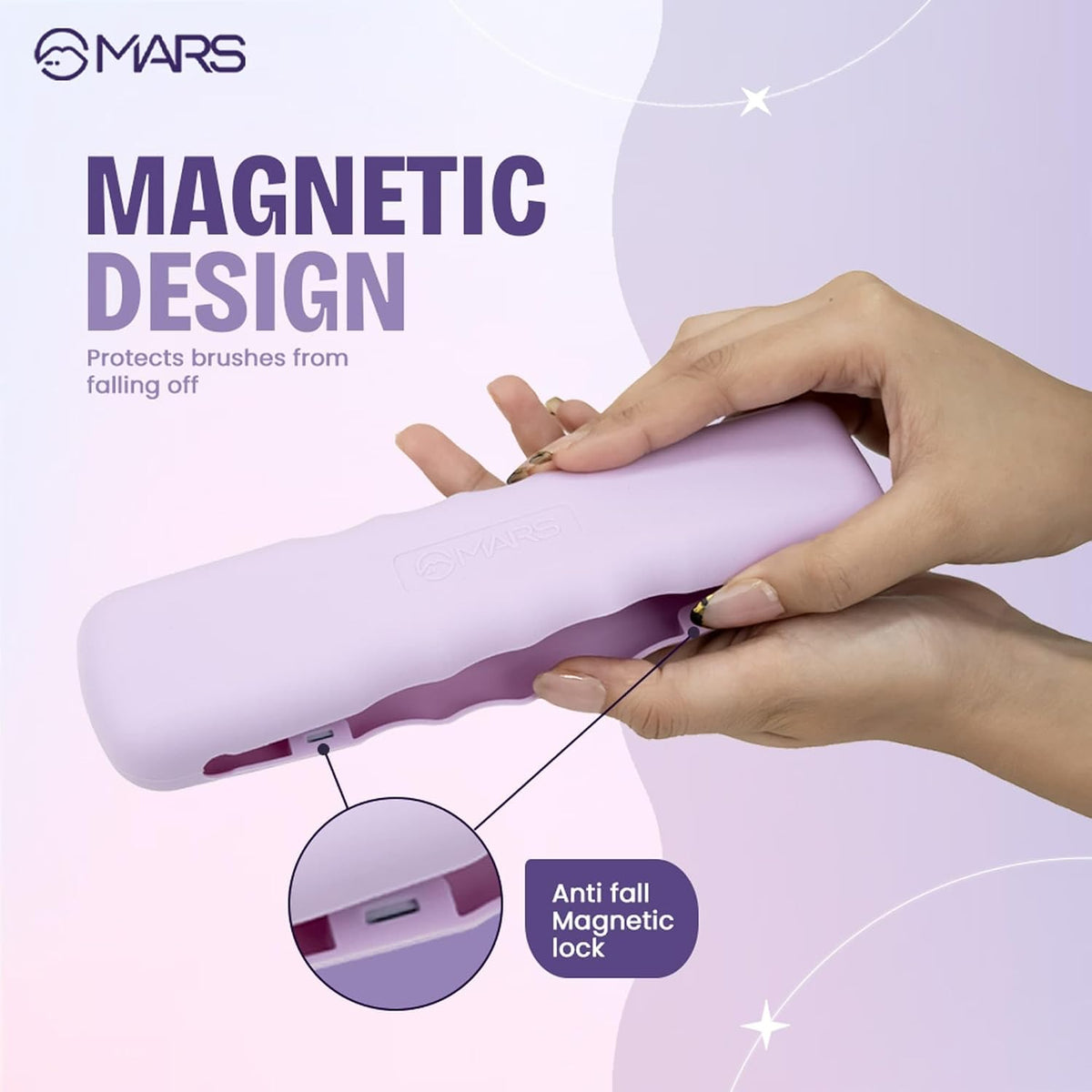 MARS Boring Silicone Brush Holder | Magnetic Anti-Fall Out | Ergonomic Grip | Portable & Travel Friendly | Soft Silicone Makeup Tools Organizer | Easy to Clean