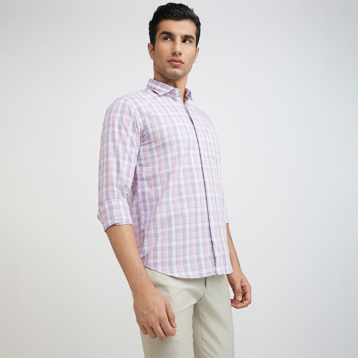 Park Avenue Men's Cotton Regular Fit Shirt 39 Medium Violet