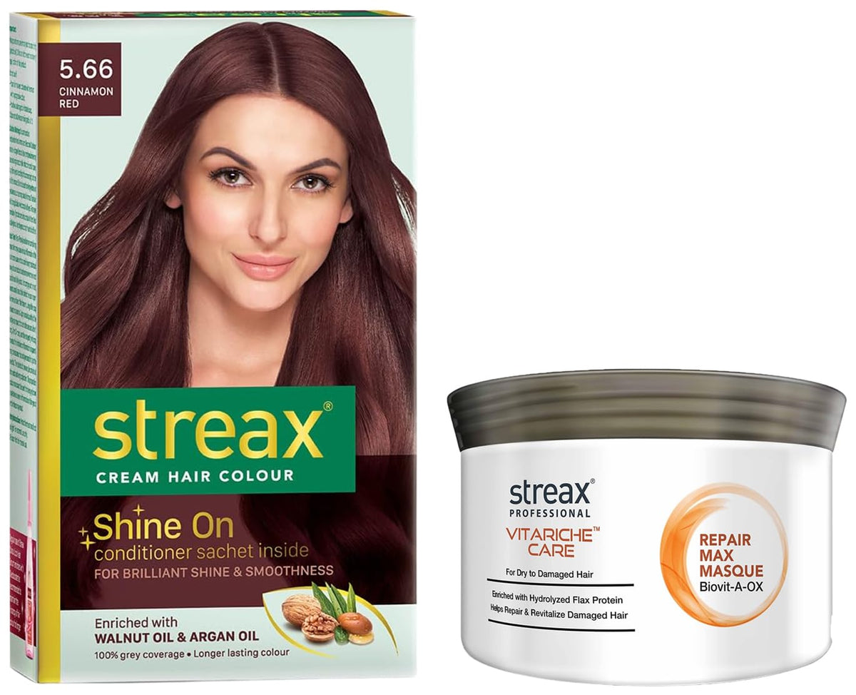 Streax Permanent Hair Colour, Vitariche Care Smooth And Shine Hair Mask For Women, 1 Count, Brown