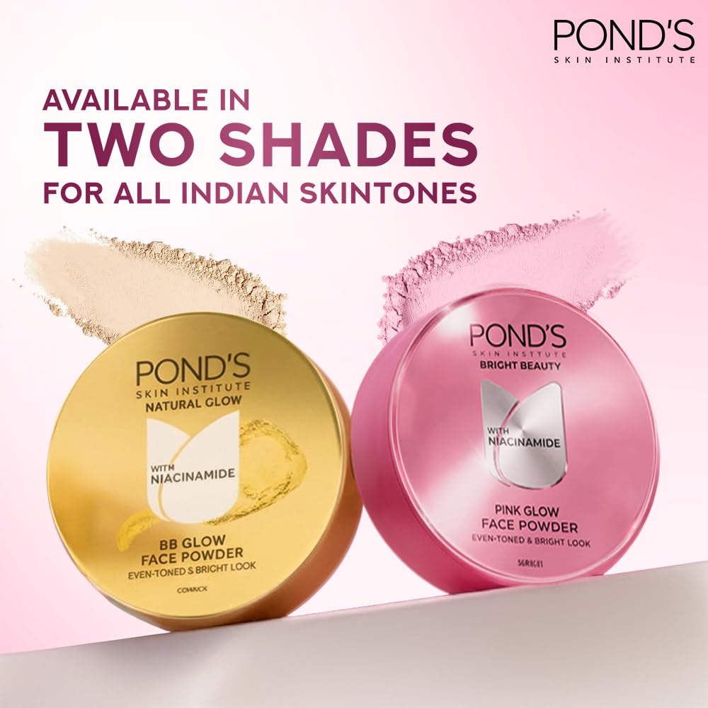 POND'S Natural Glow Face Powder, Pink Glow, 30g, for Fresh Even-Toned Skin, with Sunscreen, Covers Dark Spots, Dermatologically Tested, lightweight formula | Pr