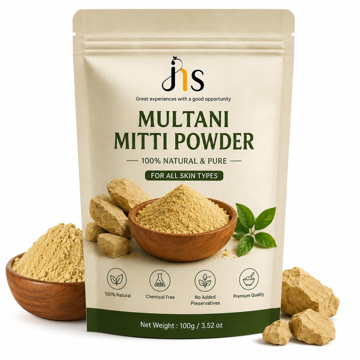 Natural Multani Mitti powder for Exfoliating, Soothing, Nourishing, Smoothening Face, Skin and Hair Fuller's Earth Multani Mitti Powder, 100% Natural & Pure, 10