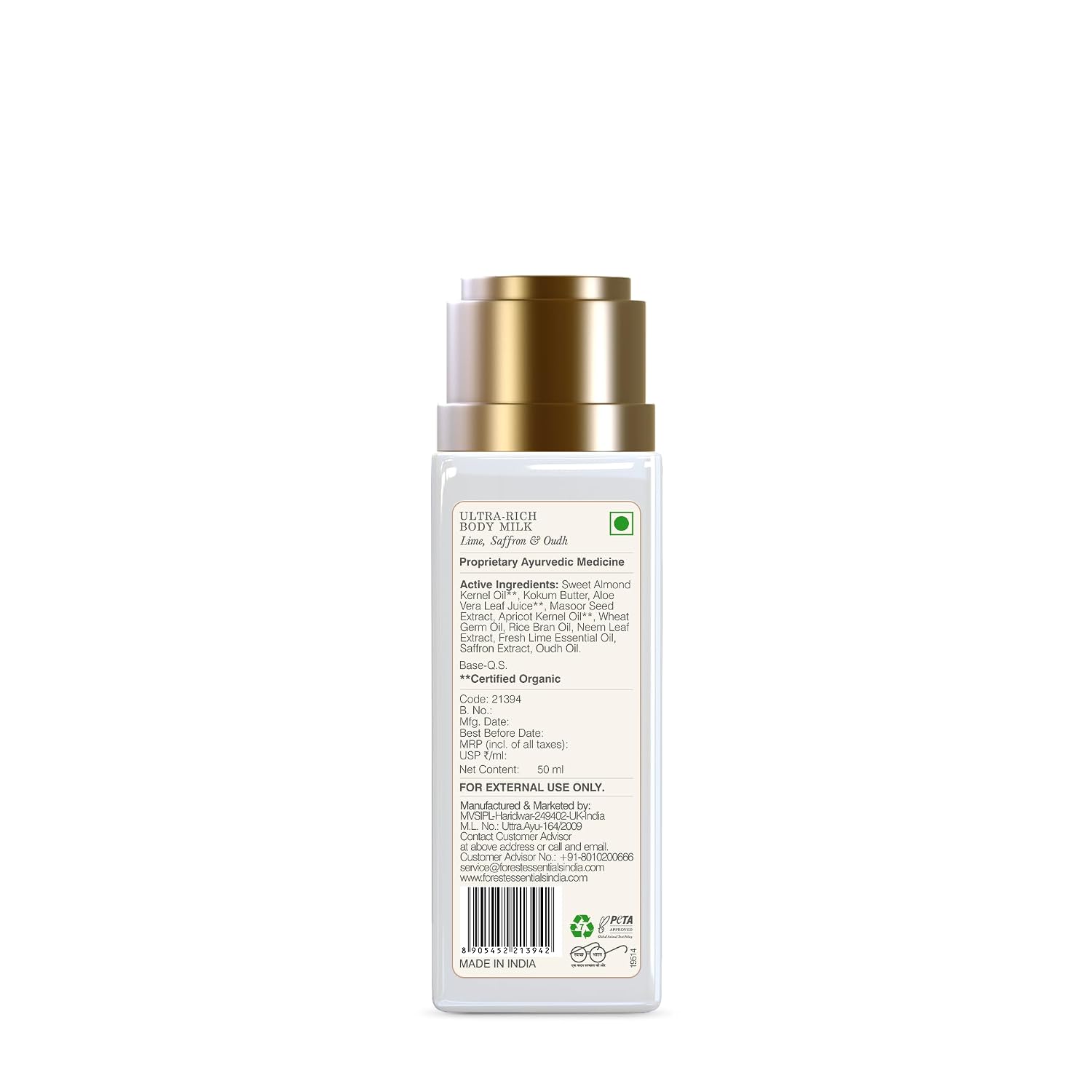 Forest Essentials Ultra-Rich Body Milk Lime Saffron Oudh | Ayurvedic Nourishing Body Lotion to Replenish Skin Moisture and Leave it Smooth & Scented