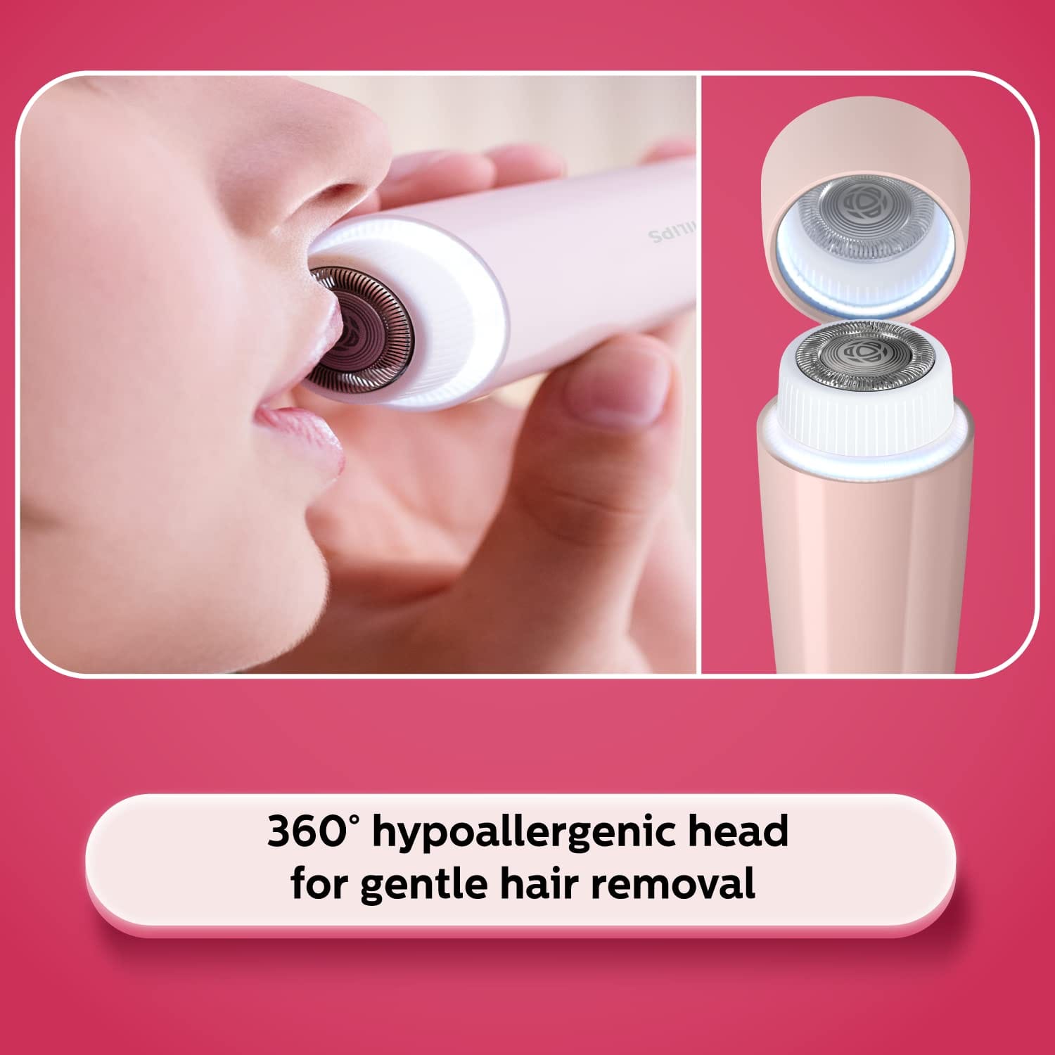 Philips - Cordless Facial Hair Remover with Wide Hypoallergenic Head for gentle experience at home (BRR454/00)