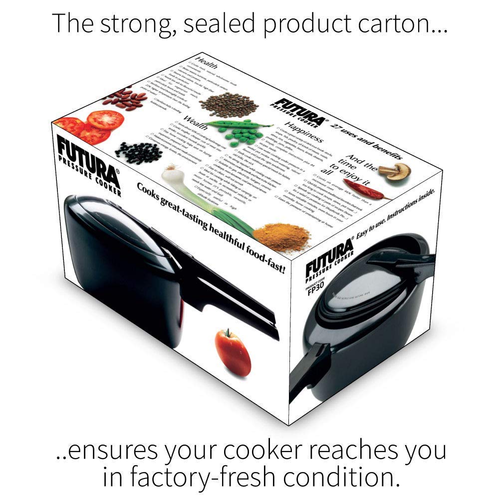 Hawkins Futura 2 Litre Pressure Cooker, Hard Anodised Pressure Cooker, Small Cooker, Black (FP20) 2 Litres