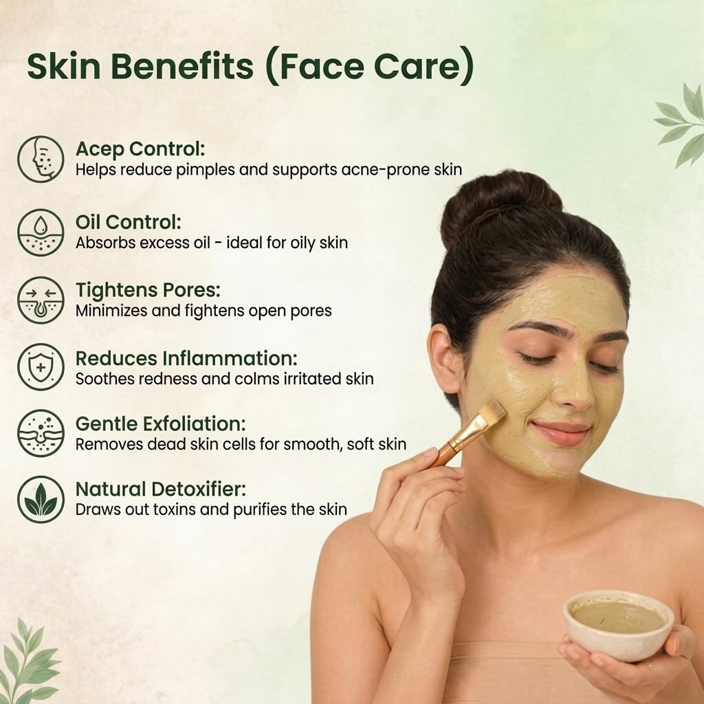 100% Natural Multani Mitti Powder for Face Pack (200g) | Pure Bentonite Clay for Glowing Skin, Oil Control & Acne Care | No Preservatives, Chemical Free Indian