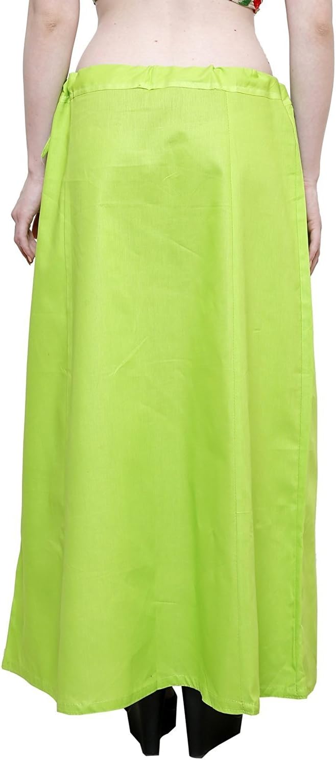 Women's Cotton Readymade Indian Inskirt Saree petticoats Underskirt - Free Size-Lime green One Size Leaf Green