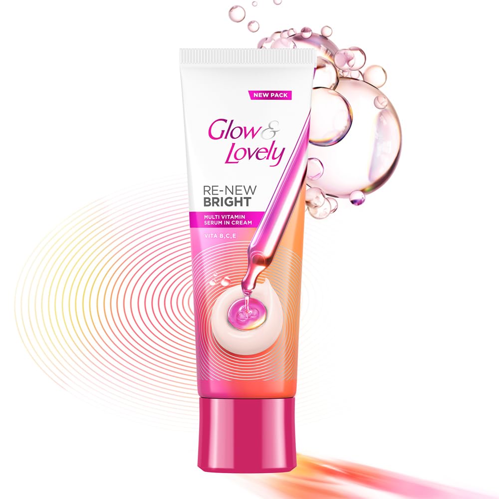 "Glow and Lovely Renew Bright Multivitamin Serum in Cream | Vitamins B,C and E | Renews Skin cells |Bright and Healthy Skin | Clinically proven formula is derma