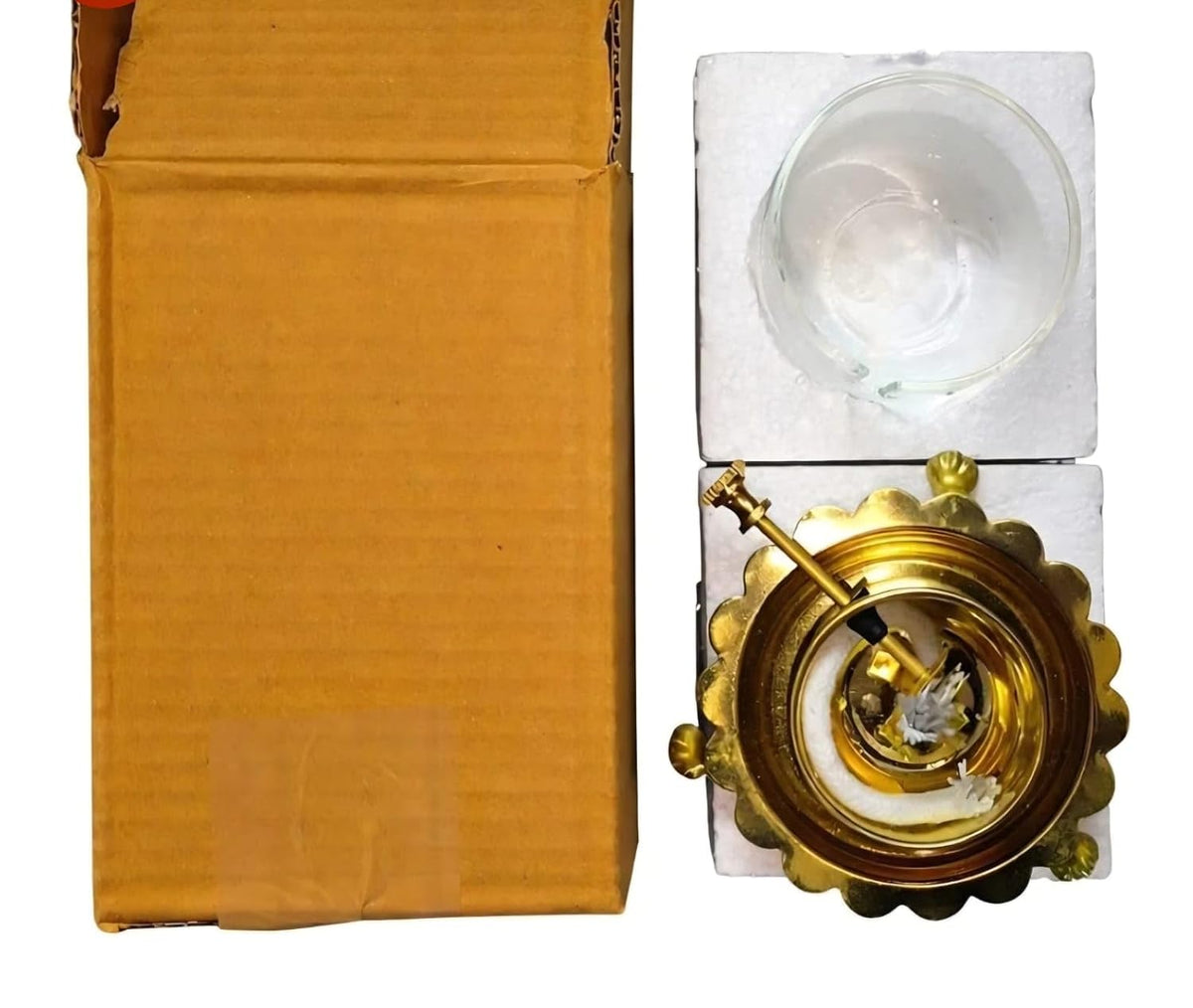 Akhand Jyoti Diya Oil Lamp, Medium Size, Golden
