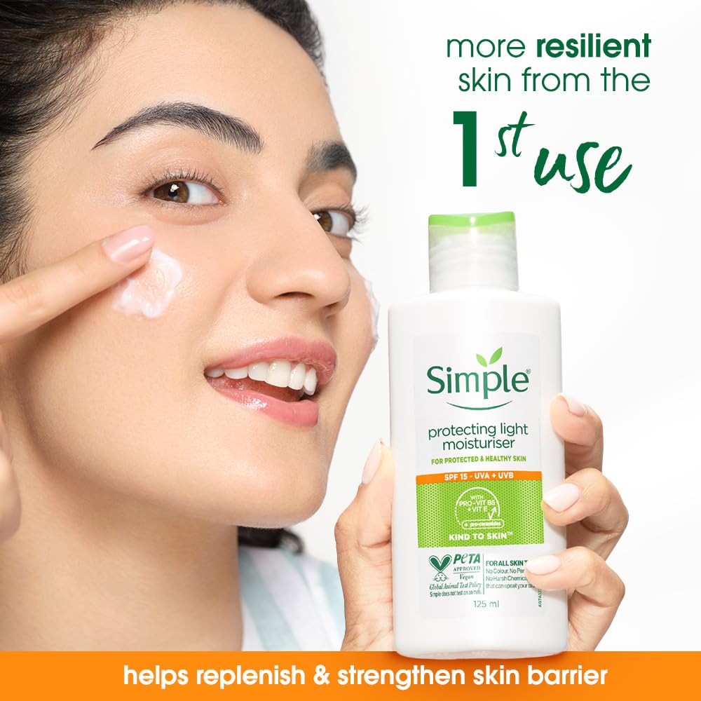 Simple Kind To Skin Protecting Light Moisturiser 125 ml | SPF 15- UVA+UVB | For Protected & Healthy Skin | For All Skin Types