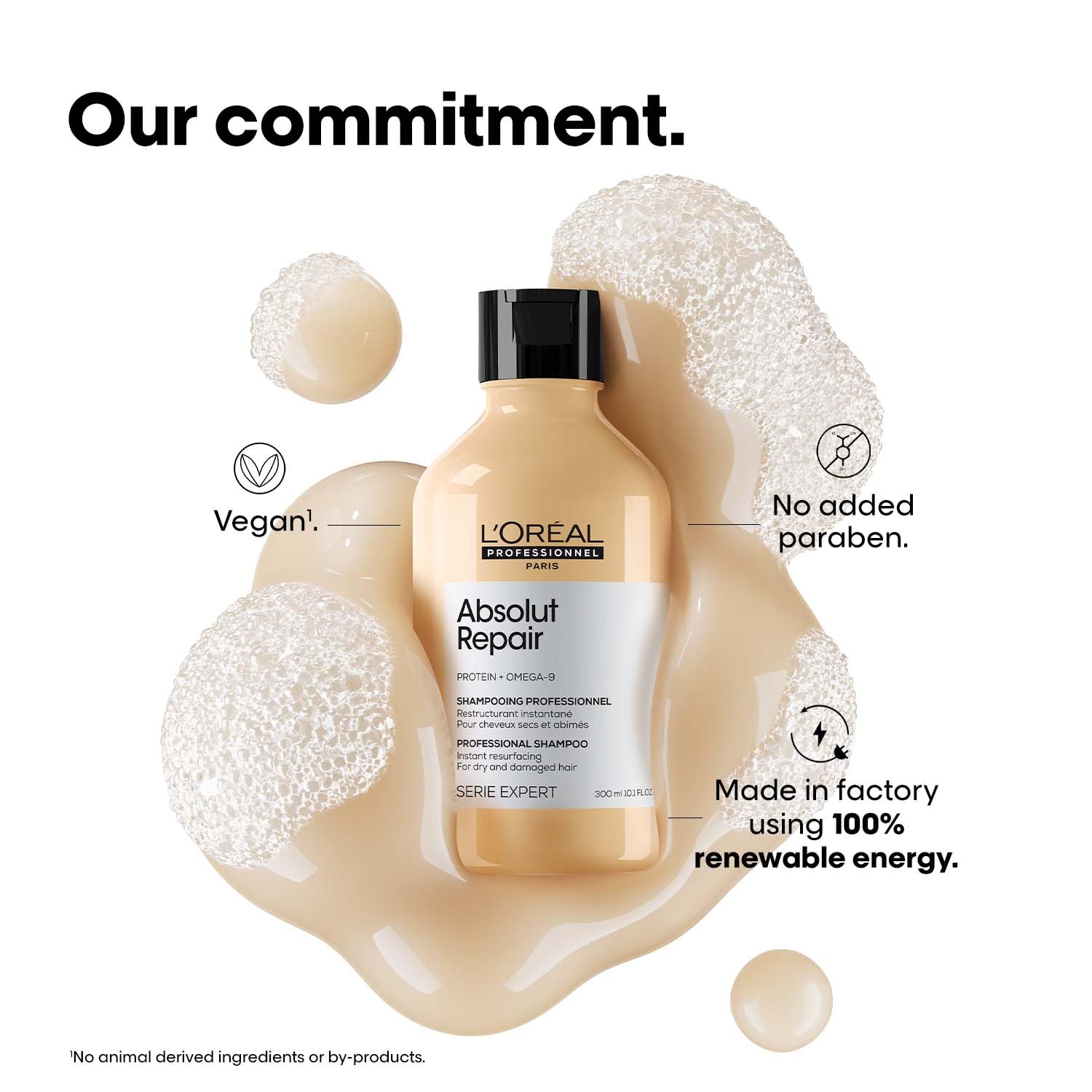 L'Oréal Professionnel Absolut Repair Shampoo for Dry & Damaged Hair | Professional shampoo for Strengthening and Repairing Hair, With Protein & Omega-9, For Men & Women, 300ml