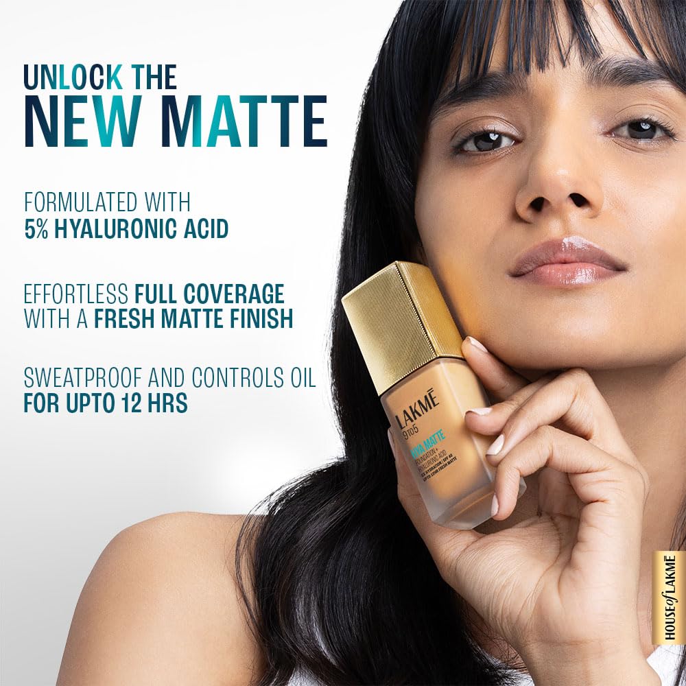 Lakme 9to5 Hya Matte Foundation + Hyaluronic Acid Cool Tan - 25ml