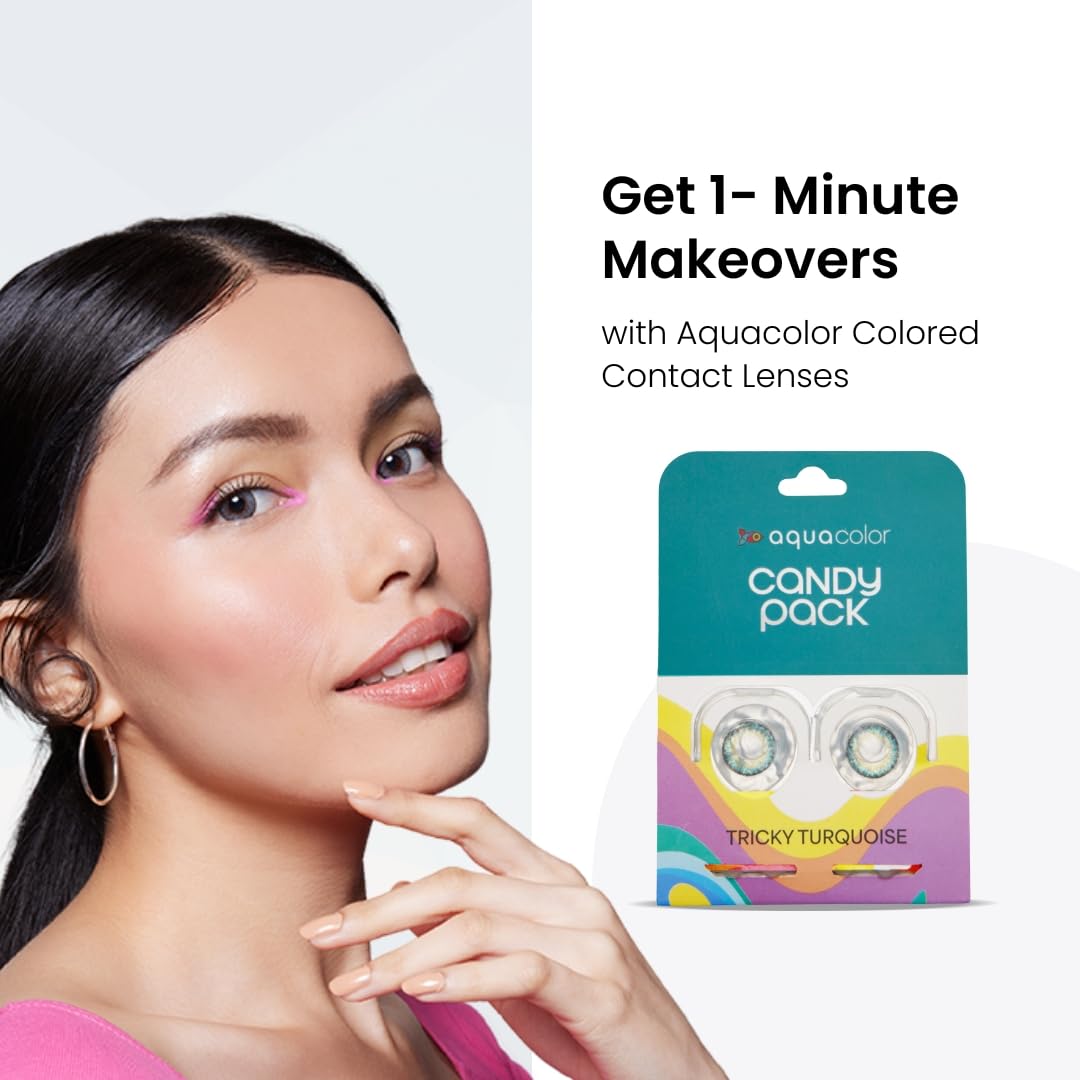 Aquacolor Tricky Turquoise Candy Pack Zero Power Colored Lenses (2 Lens/Box)