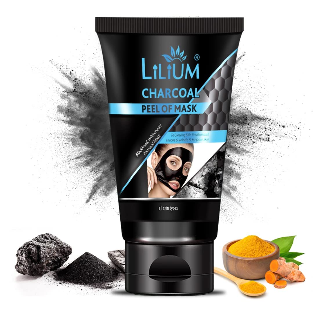 Lilium Charcoal Peel Off Mask – Deep Cleansing Face Mask for Blackhead & Whitehead Removal – Purifying Pore Cleanser for All Skin Types – 100ml