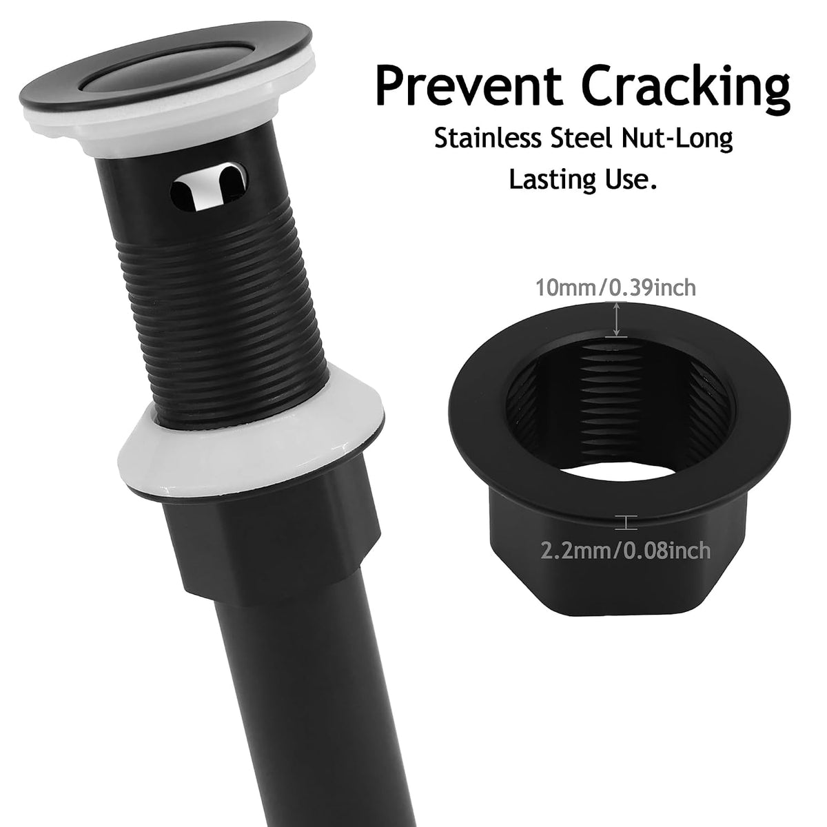 Bathroom Sink Drain,2 Pack Drain Stopper with Overflow,Pop Up Drain Assembly with Detachable Strainer Basket,Built-in Anti-Clogging, Stainless Steel Nut Mattle