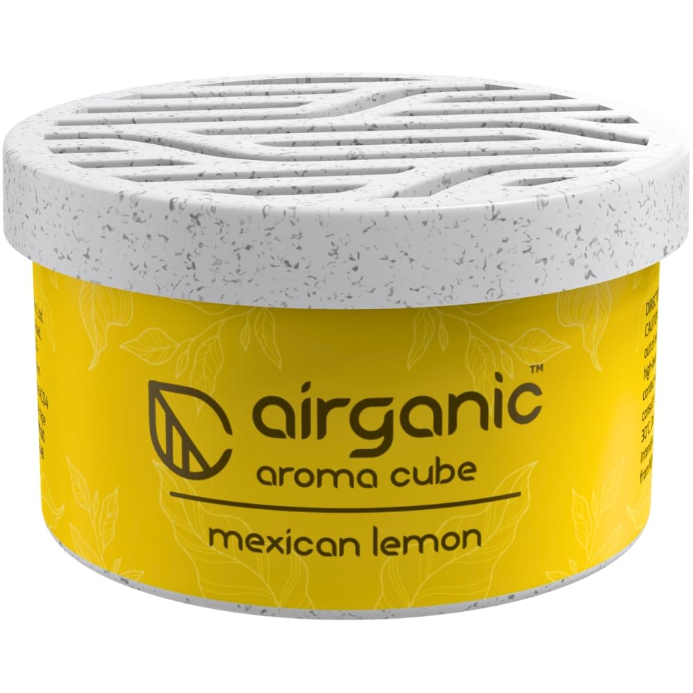 Airganic Aroma Cube -Mexican Lemon fiber Air Freshener |Organic Leakproof Car Perfume- 40g -Refreshing fragrance for Home, Office and Car Interior -Freshen'up y