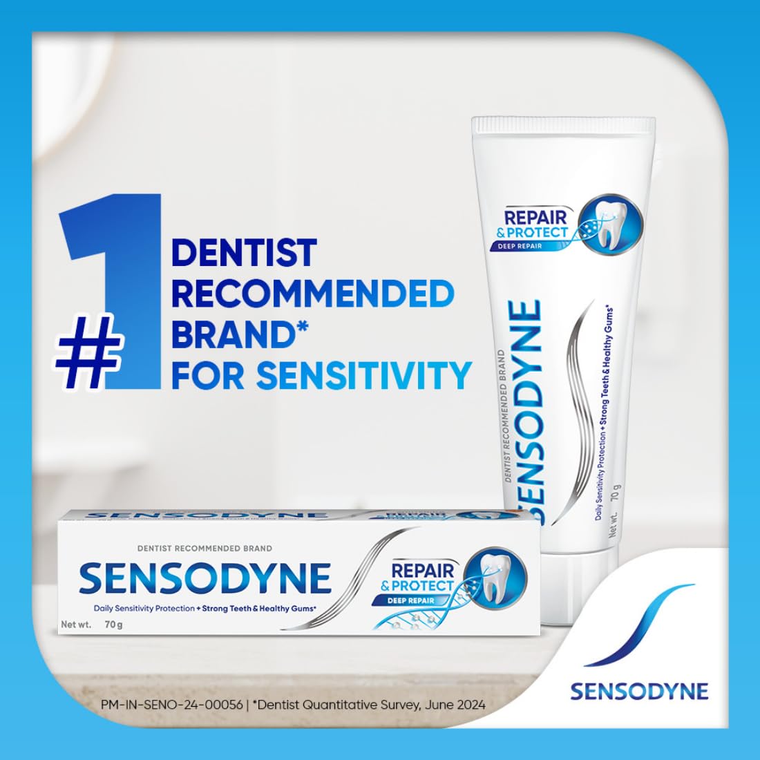Sensodyne Toothpaste Repair and Protect | Tooth Paste for Daily Sensitivity Protection, Long-lasting Relief | Combo Pack - 140gm (70gm x 2) | Fresh Taste | Dentist Recommended