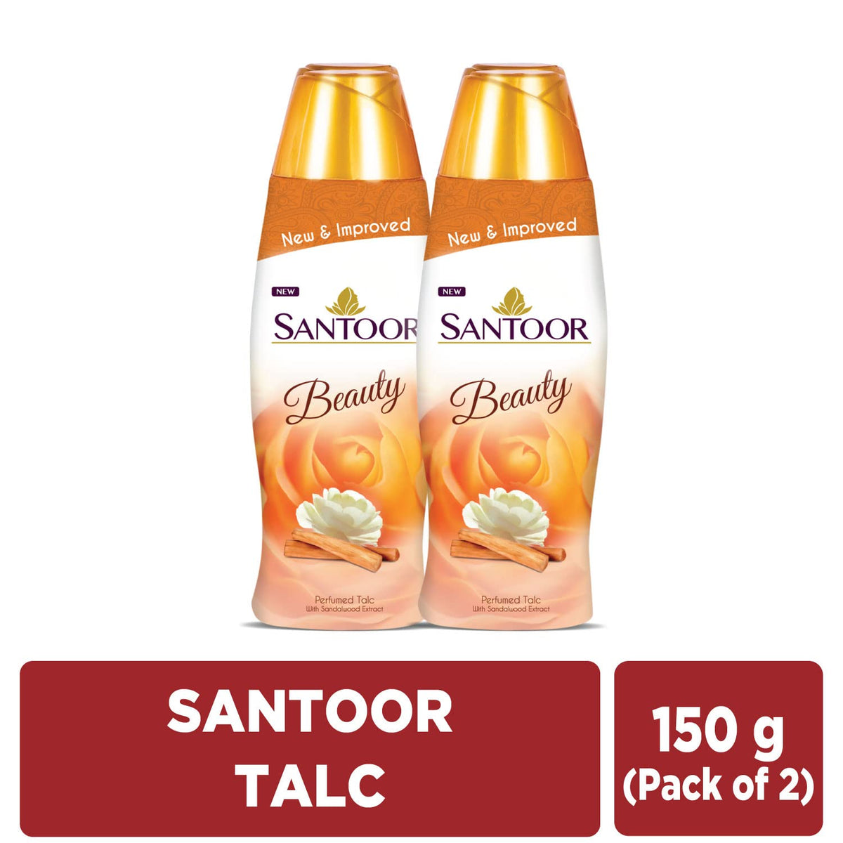 Santoor Beauty Perfumed Talc with Sandalwood Extracts| Sandal, Rose, Musk & Geranium Mint Fragrance| Absorbs Excess Moisture| Dermatologically Tested| For All S