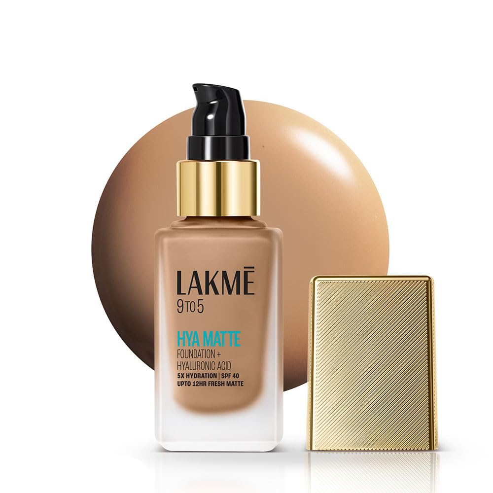 LAKMÉ 9to5 Hya Matte Full coverage Liquid All skin type Foundation + Hyaluronic Acid Cool Walnut - 25ml